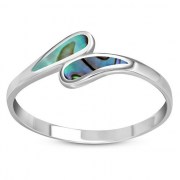 Abalone Shell Silver Drops Ring, r476
